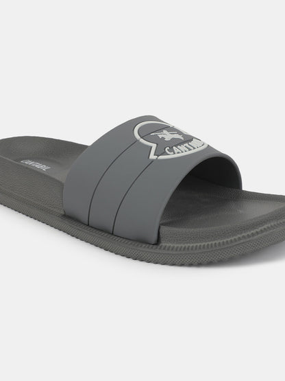Men's Grey Solid Sliders