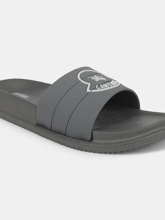 Men's Grey Solid Sliders