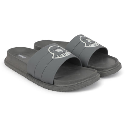 Men's Grey Solid Sliders