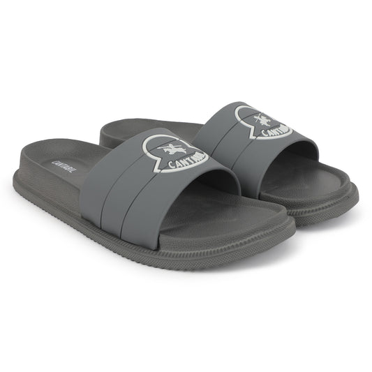 Men's Grey Solid Sliders