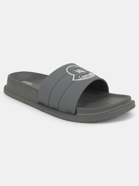 Men's Grey Solid Sliders