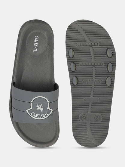 Men's Grey Solid Sliders