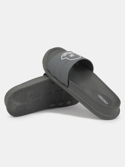Men's Grey Solid Sliders