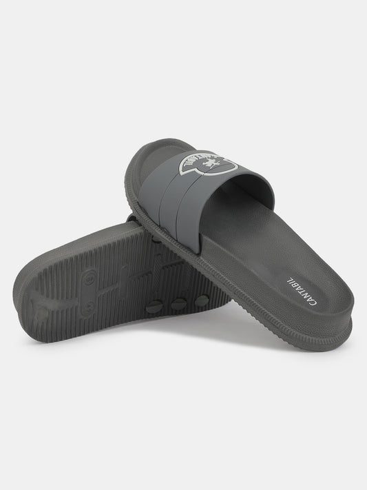 Men's Grey Solid Sliders