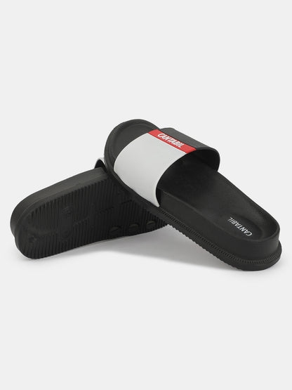 Men's Black Solid Sliders