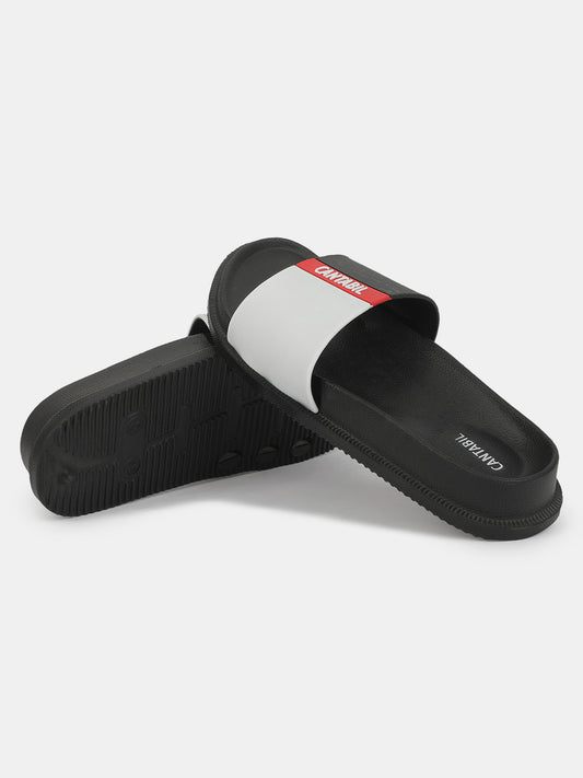 Men's Black Solid Sliders