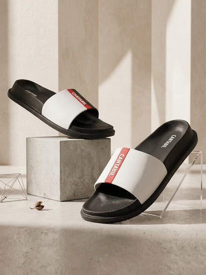 Men's Black Solid Sliders