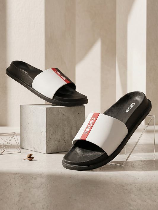 Men's Black Solid Sliders