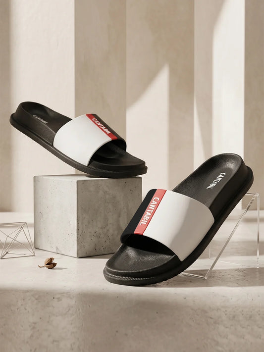 Men's Black Solid Sliders