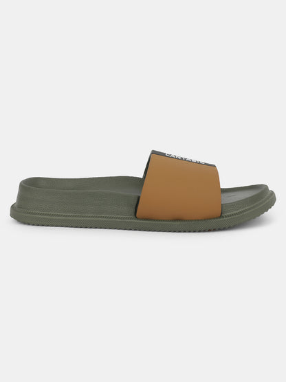 Men's Olive Solid Sliders