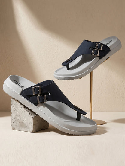 Men's Navy Solid Sliders