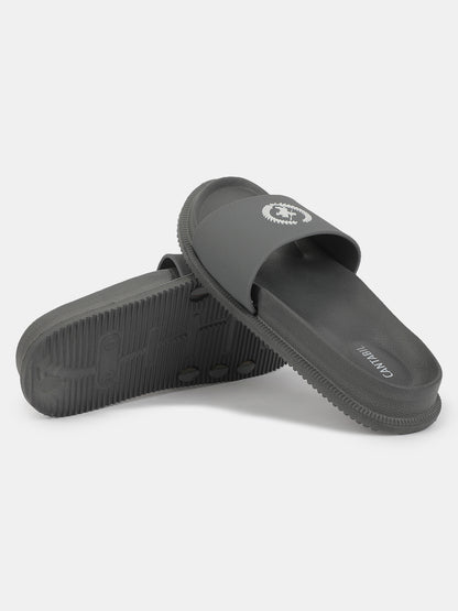 Men's Grey Solid Sliders
