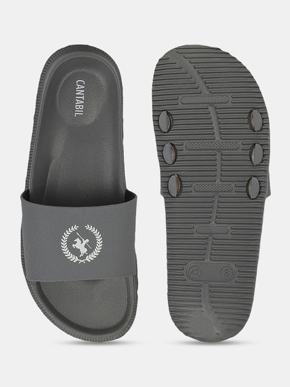 Men's Grey Solid Sliders