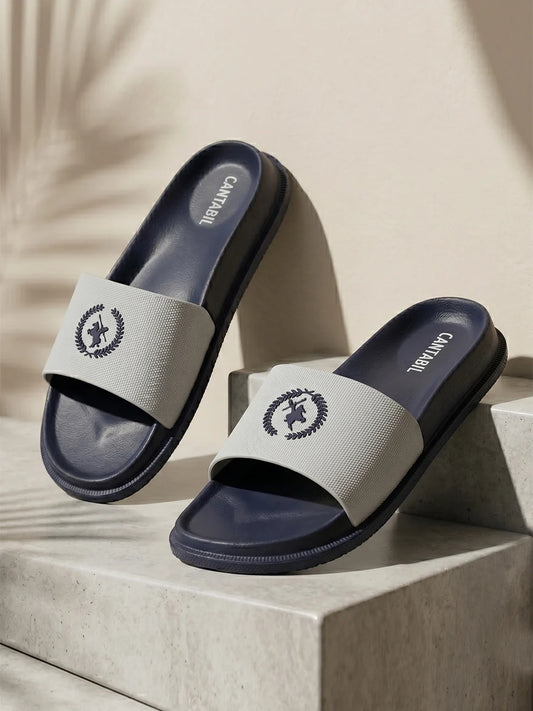 Men's Navy Solid Sliders
