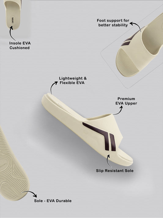 Beige Colourblock Casual Slides for Men