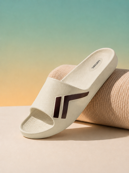 Beige Colourblock Casual Slides for Men