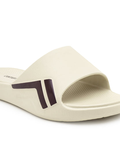 Beige Colourblock Casual Slides for Men