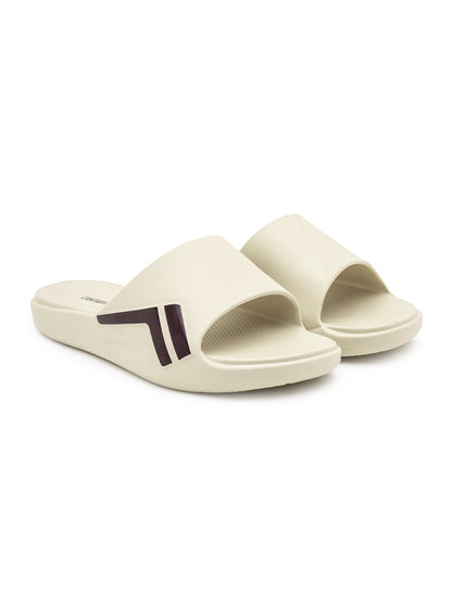 Beige Colourblock Casual Slides for Men