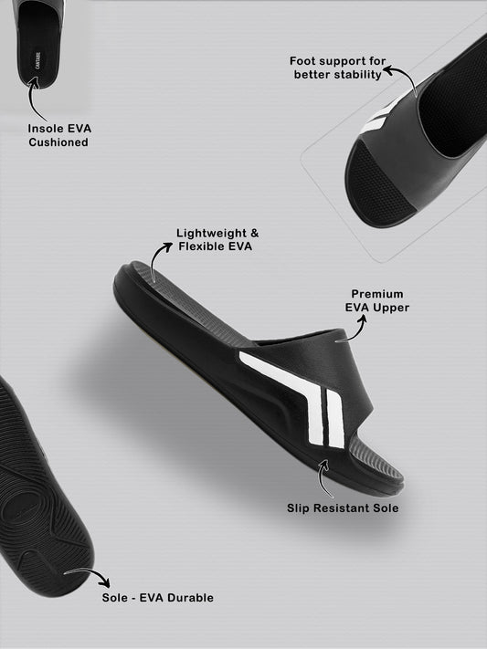 Black Colourblock Casual Slides for Men