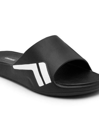 Black Colourblock Casual Slides for Men