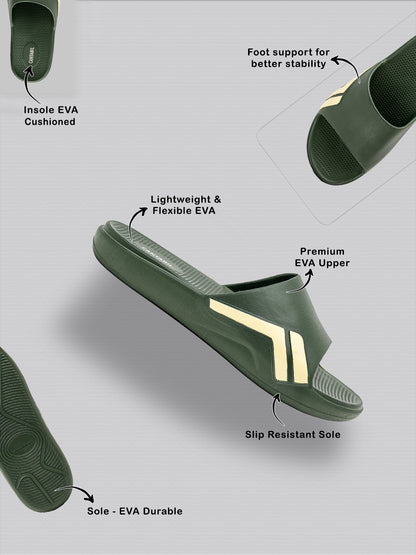 Olive Colourblock Casual Slides for Men