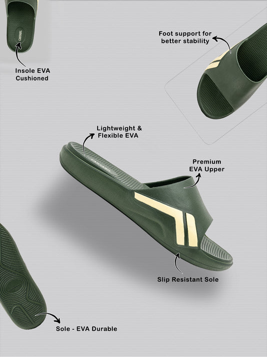 Olive Colourblock Casual Slides for Men