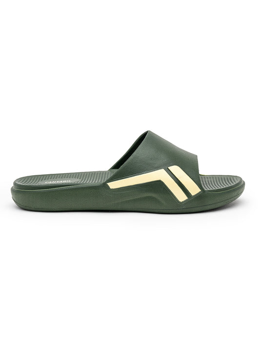 Olive Colourblock Casual Slides for Men