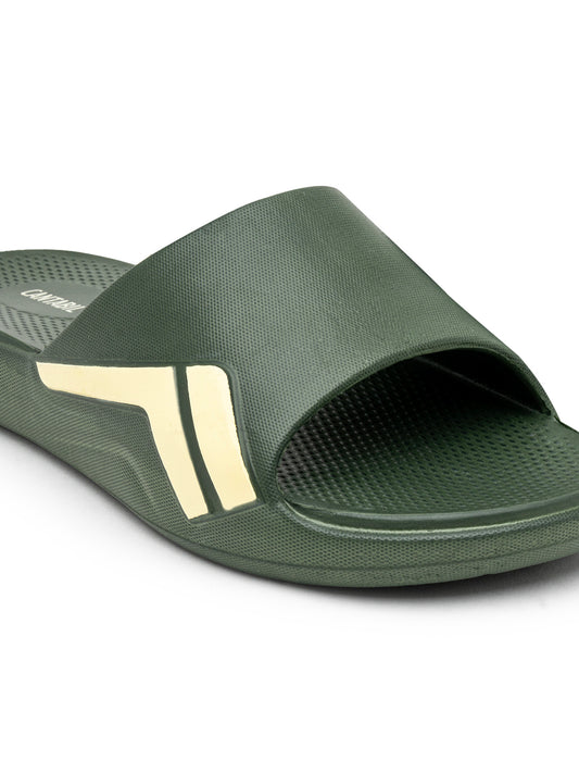 Olive Colourblock Casual Slides for Men