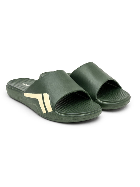 Olive Colourblock Casual Slides for Men