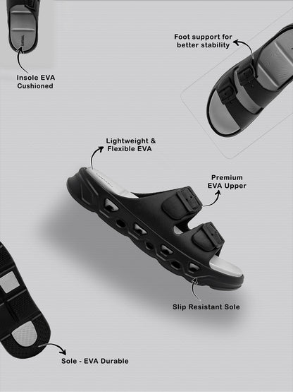 Black & Grey Colourblock Casual Flip-flop for Men