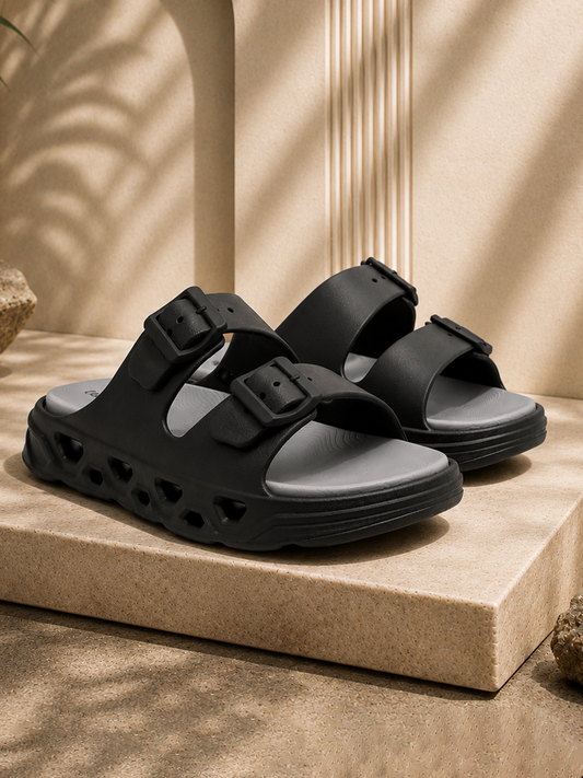 Black & Grey Colourblock Casual Flip-flop for Men