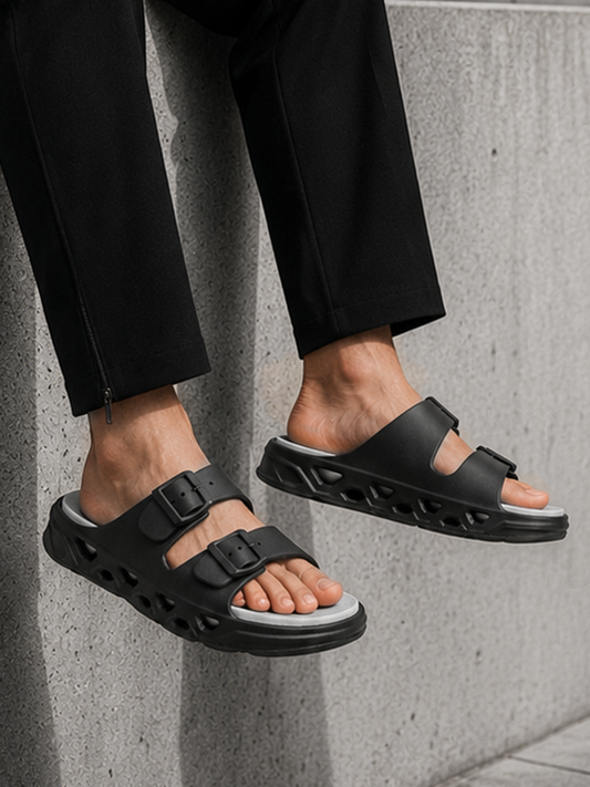 Black & Grey Colourblock Casual Flip-flop for Men