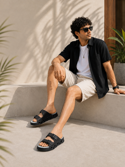 Black & Grey Colourblock Casual Flip-flop for Men