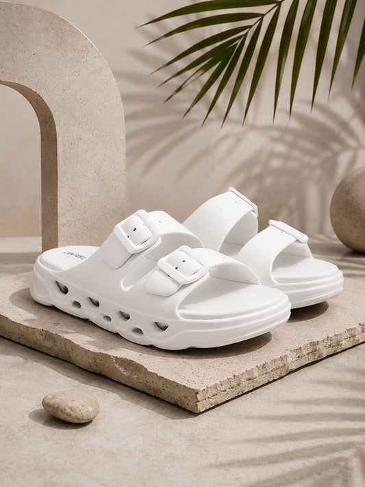 White Colourblock Casual Flip-flop for Men