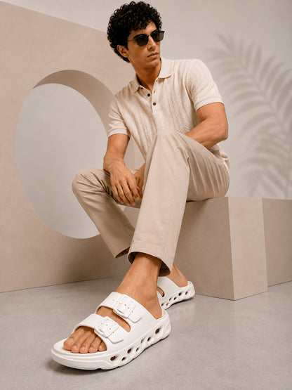 White Colourblock Casual Flip-flop for Men