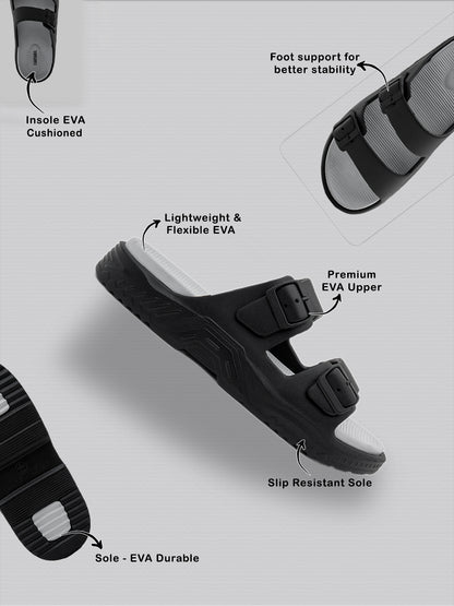 Black & Grey Colourblock Casual Flip-flop for Men