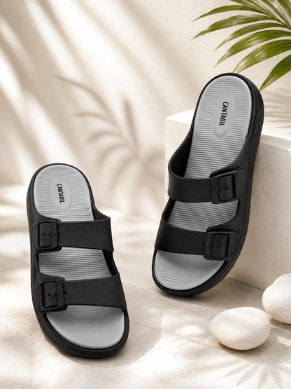 Black & Grey Colourblock Casual Flip-flop for Men