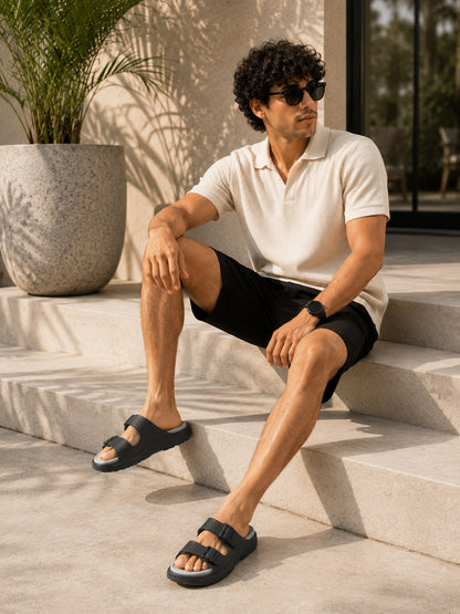 Black & Grey Colourblock Casual Flip-flop for Men