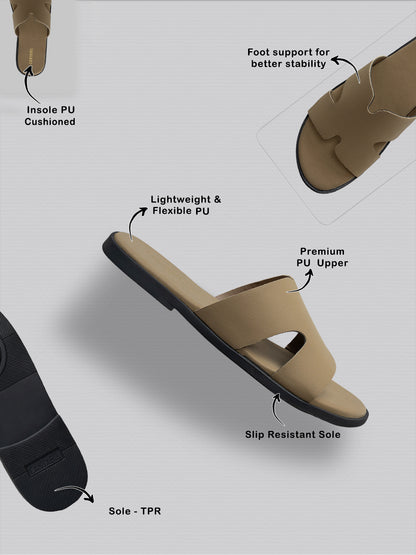 Men's Brown Solid Casual Slipper