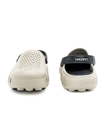 Men's Black & Beige Colourblock Clogs