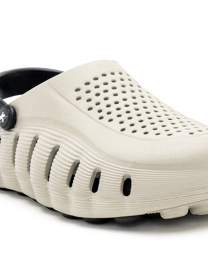 Men's Black & Beige Colourblock Clogs