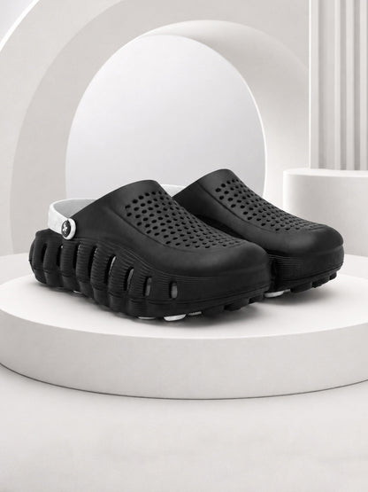 Men's Black & Grey Colourblock Clogs