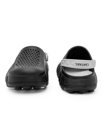 Men's Black & Grey Colourblock Clogs