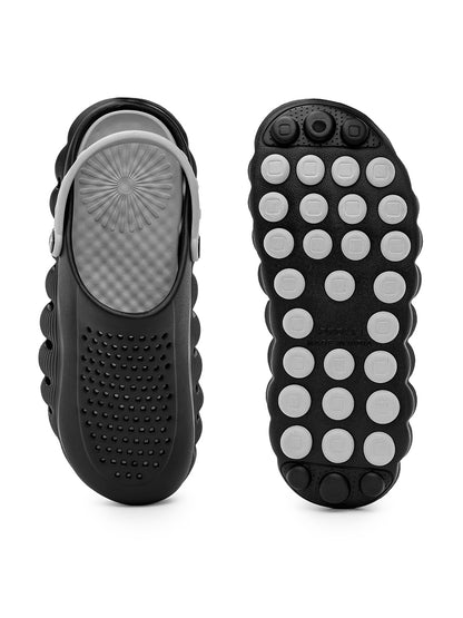Men's Black & Grey Colourblock Clogs