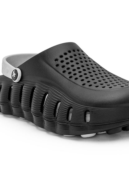 Men's Black & Grey Colourblock Clogs