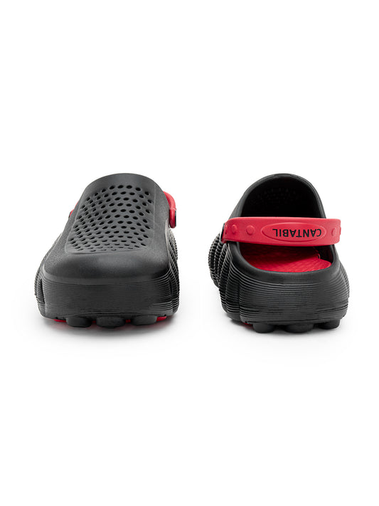 Men's Black & Red Colourblock Clogs
