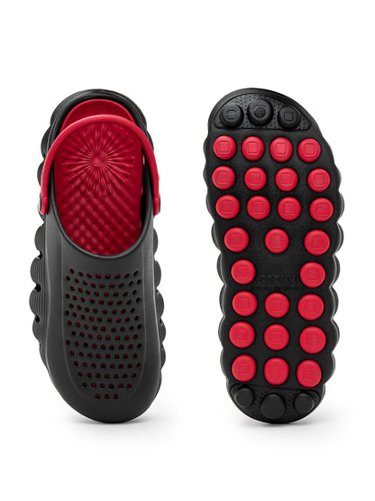 Men's Black & Red Colourblock Clogs