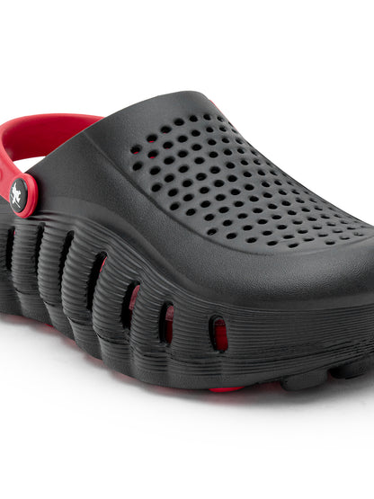 Men's Black & Red Colourblock Clogs