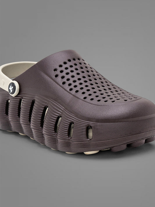 Men's Brown & Beige Colourblock Clogs