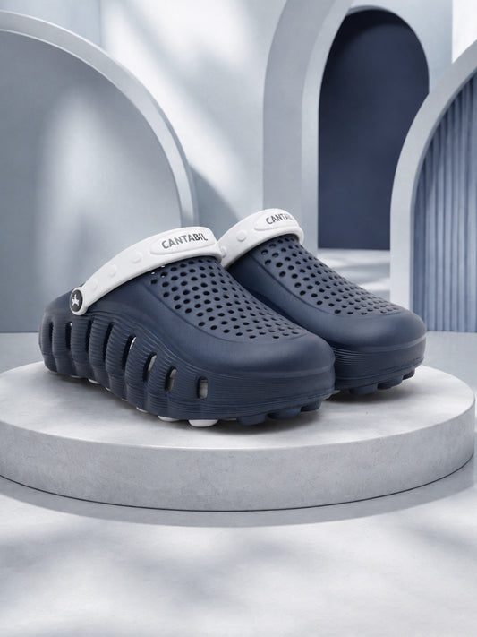 Men's Navy & Grey Colourblock Clogs